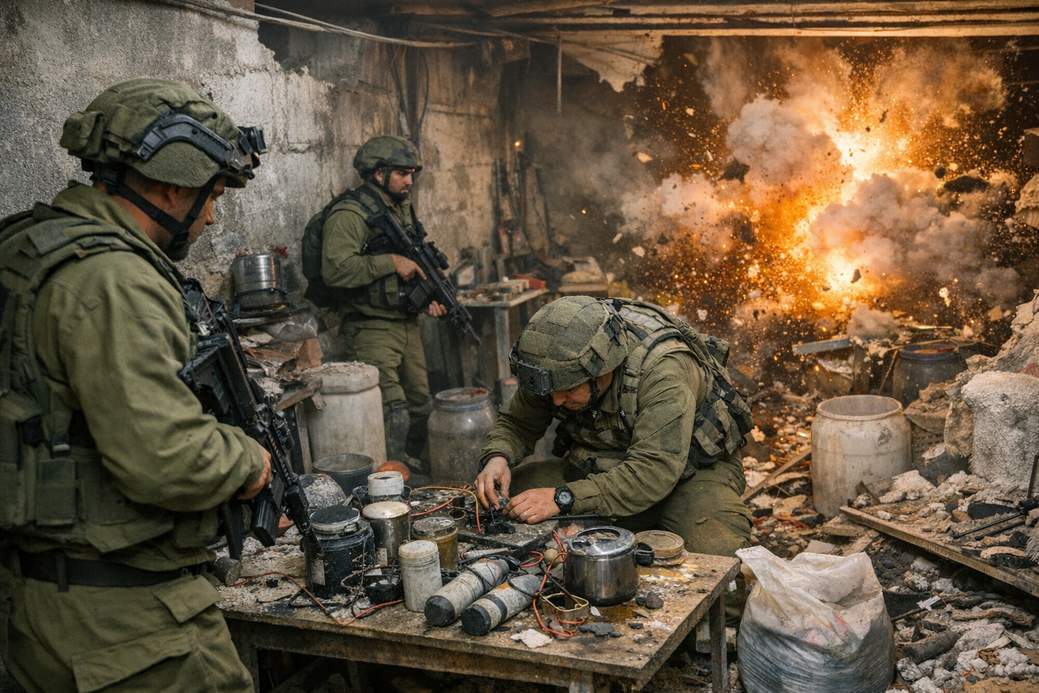 IDF Raids and Destroys Explosives Lab Near West Bank